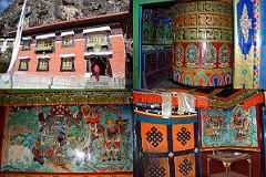 Thame 09 Thame Gompa - Outside Entrance, Prayer Wheel, Wheel Of Life Painting, Inside Entrance Door